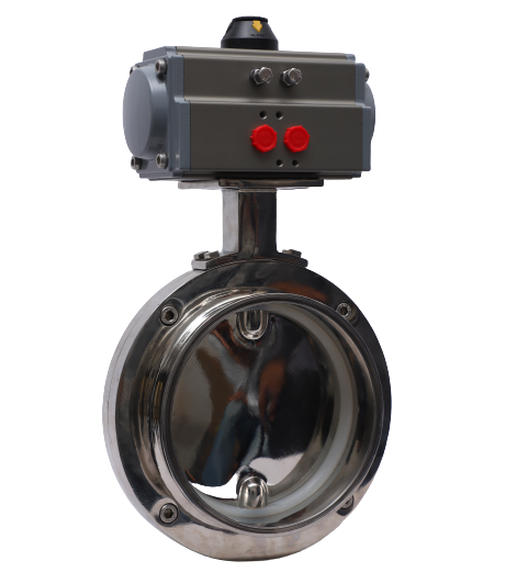 Pneumatic actuator operated Pharma Stainless steel Butterfly valve
